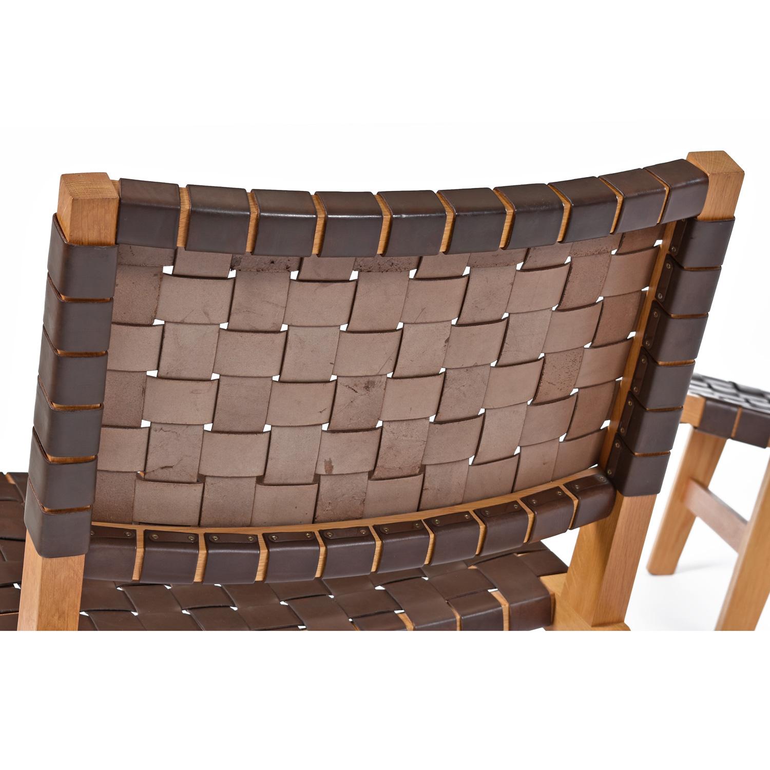 Solid Ash Danish Style Cognac Leather Strap 128 Lounge Chairs by De La Espada For Sale 6