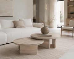 Solid Ash Round Nesting Coffee Table Set, Organic Modern