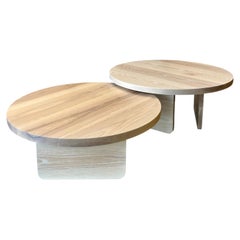 Solid Ash Round Nesting Coffee Table Set, Organic Modern