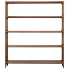 Solid Ashwood Open Bookcase with Smoked Glass Shelves