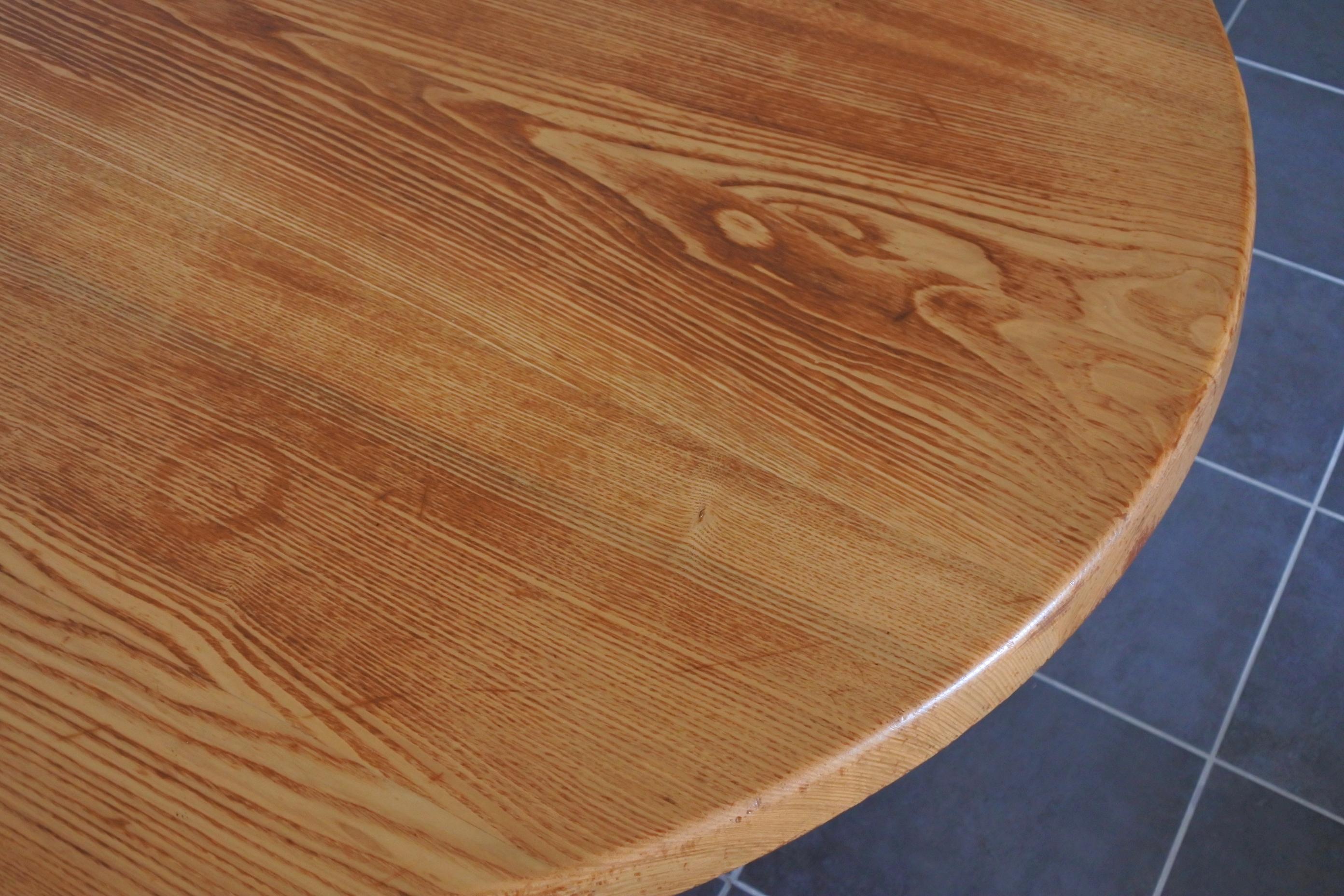 Late 20th Century Solid Ashwood Round Dining Table, France, 1970s