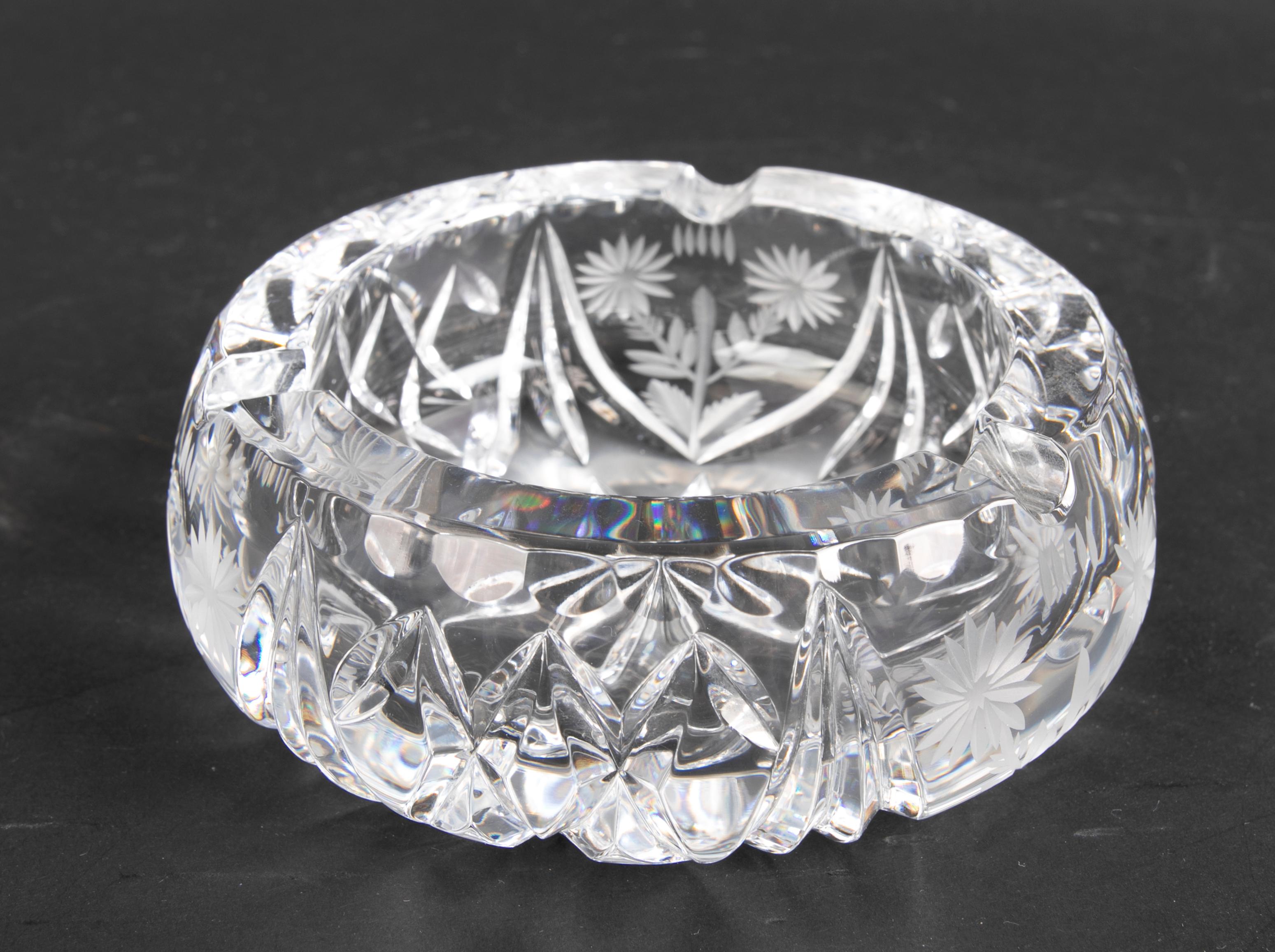 Glass Solid Ashtray Made of Hand-Carved Crystal For Sale