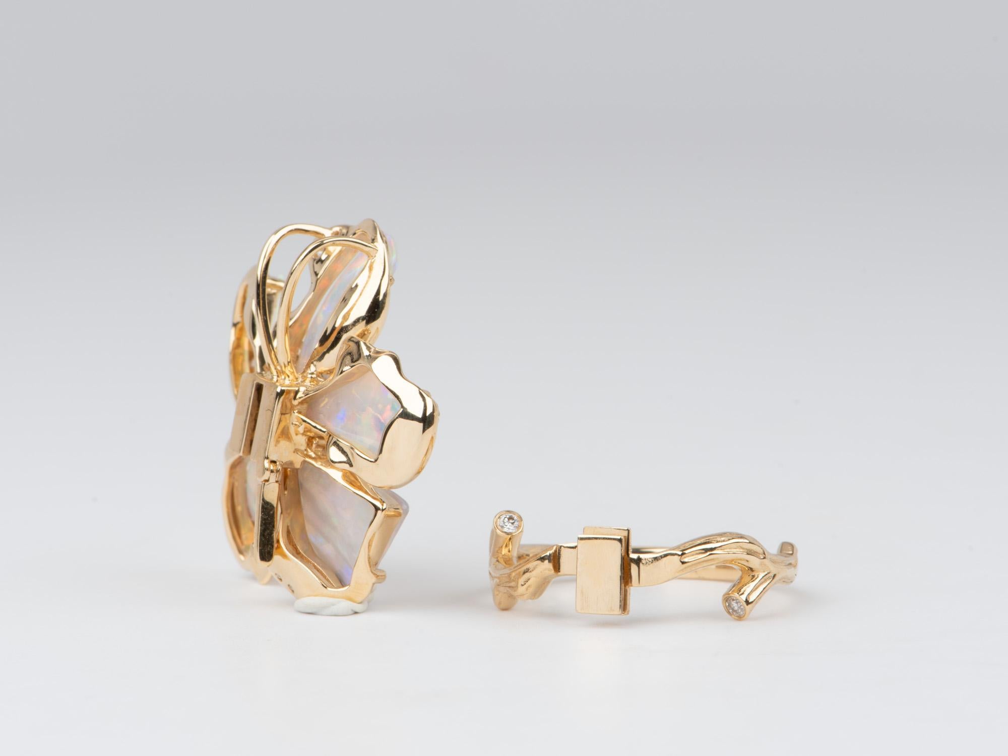 Women's or Men's Solid Australian Opal Organic Flower Ring Pendant Conversion 18K Gold ~11g For Sale
