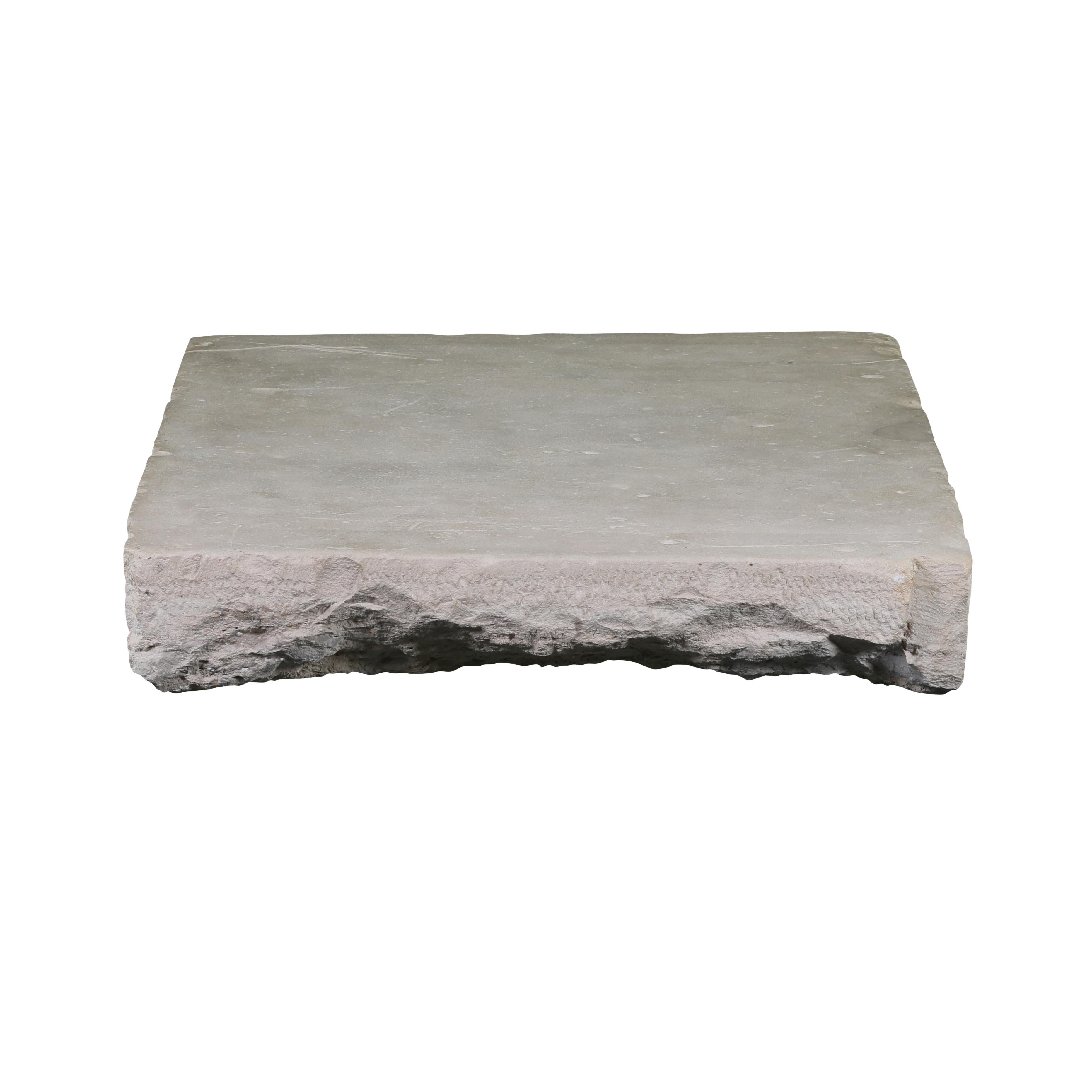 Solid Axel-Vervoordt Style Fireplace Original Reclaimed Base Stone In Limestone For Sale 7