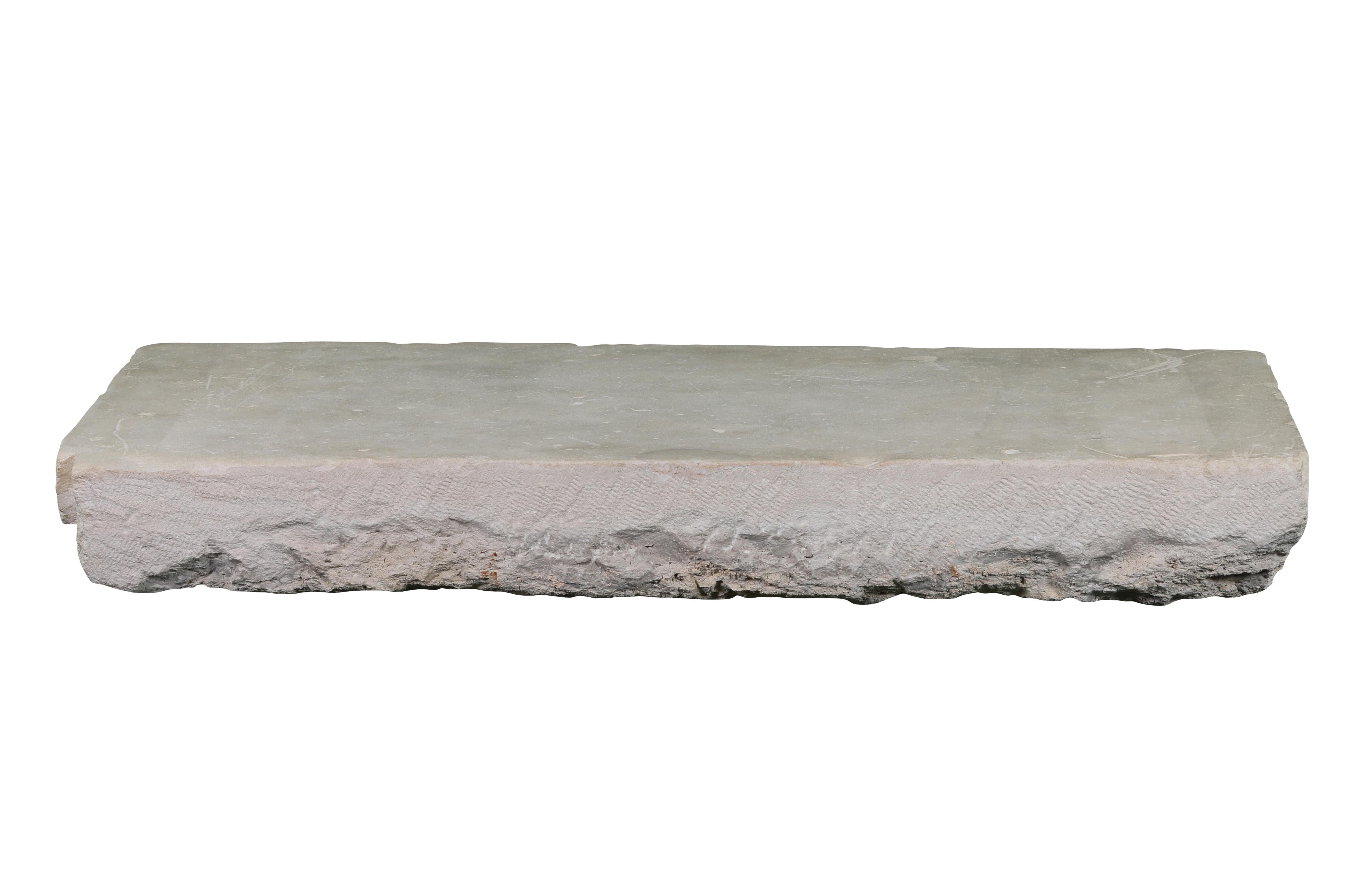 Solid Axel-Vervoordt Style Fireplace Original Reclaimed Base Stone In Limestone For Sale 9