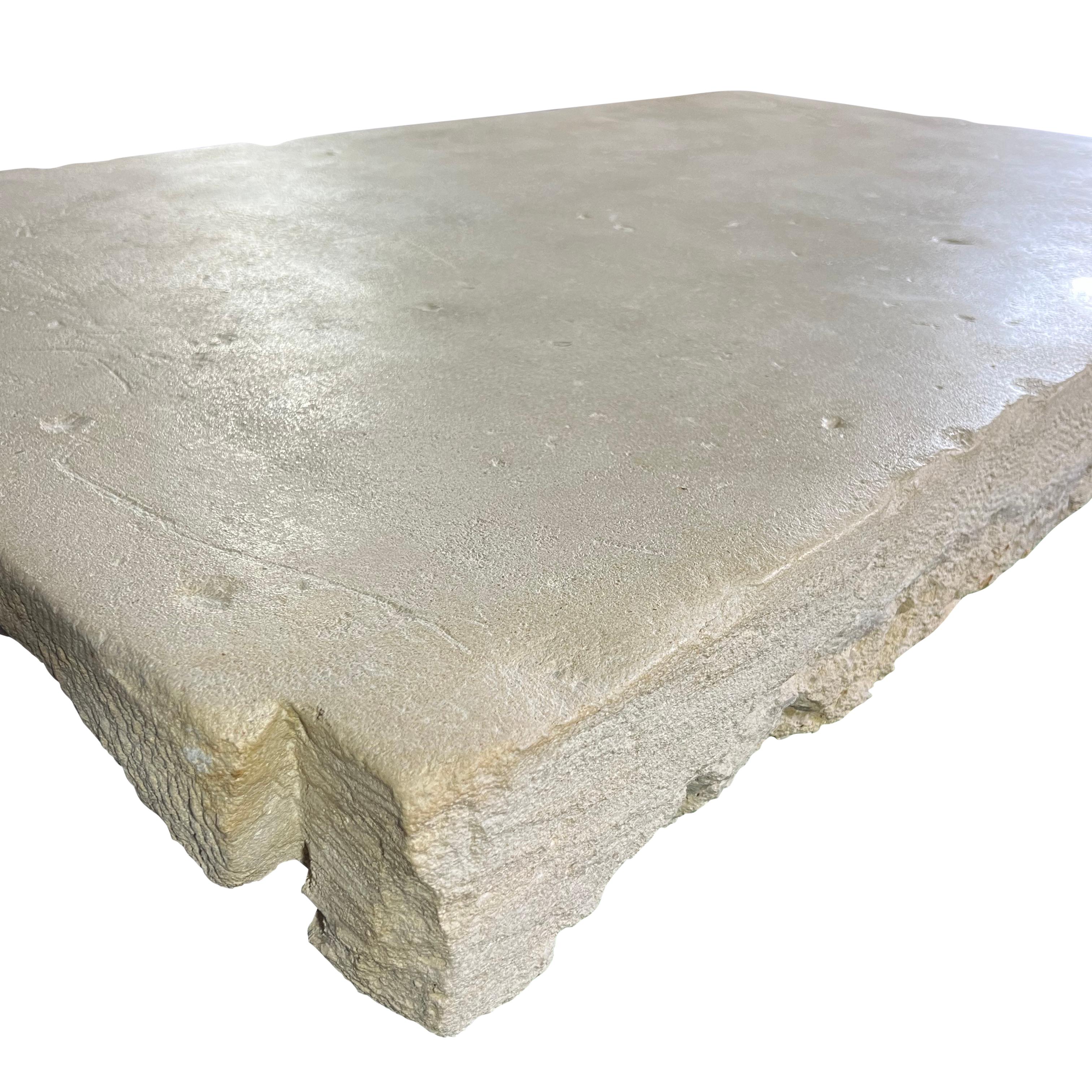 Solid Axel-Vervoordt Style Fireplace Original Reclaimed Base Stone In Limestone For Sale 11