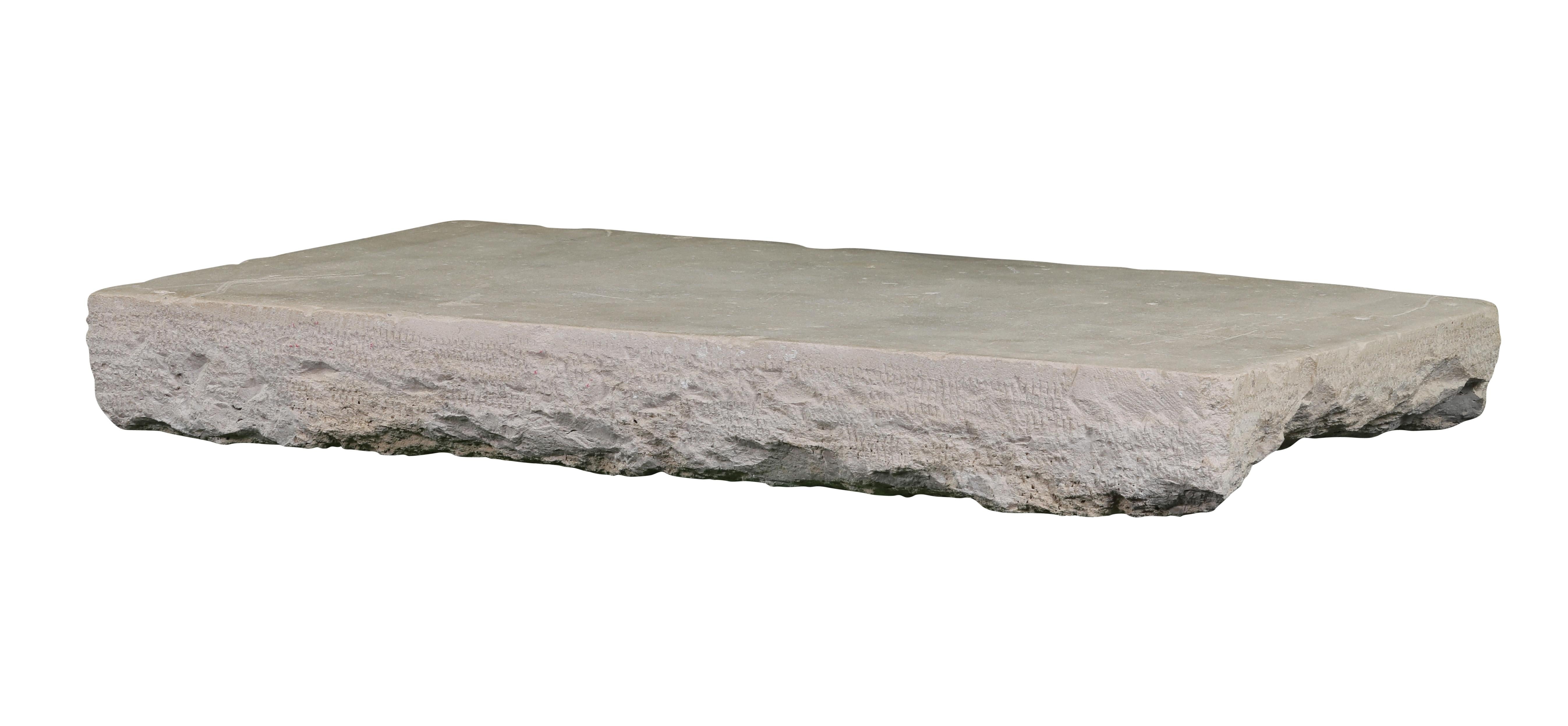 French Provincial Solid Axel-Vervoordt Style Fireplace Original Reclaimed Base Stone In Limestone For Sale