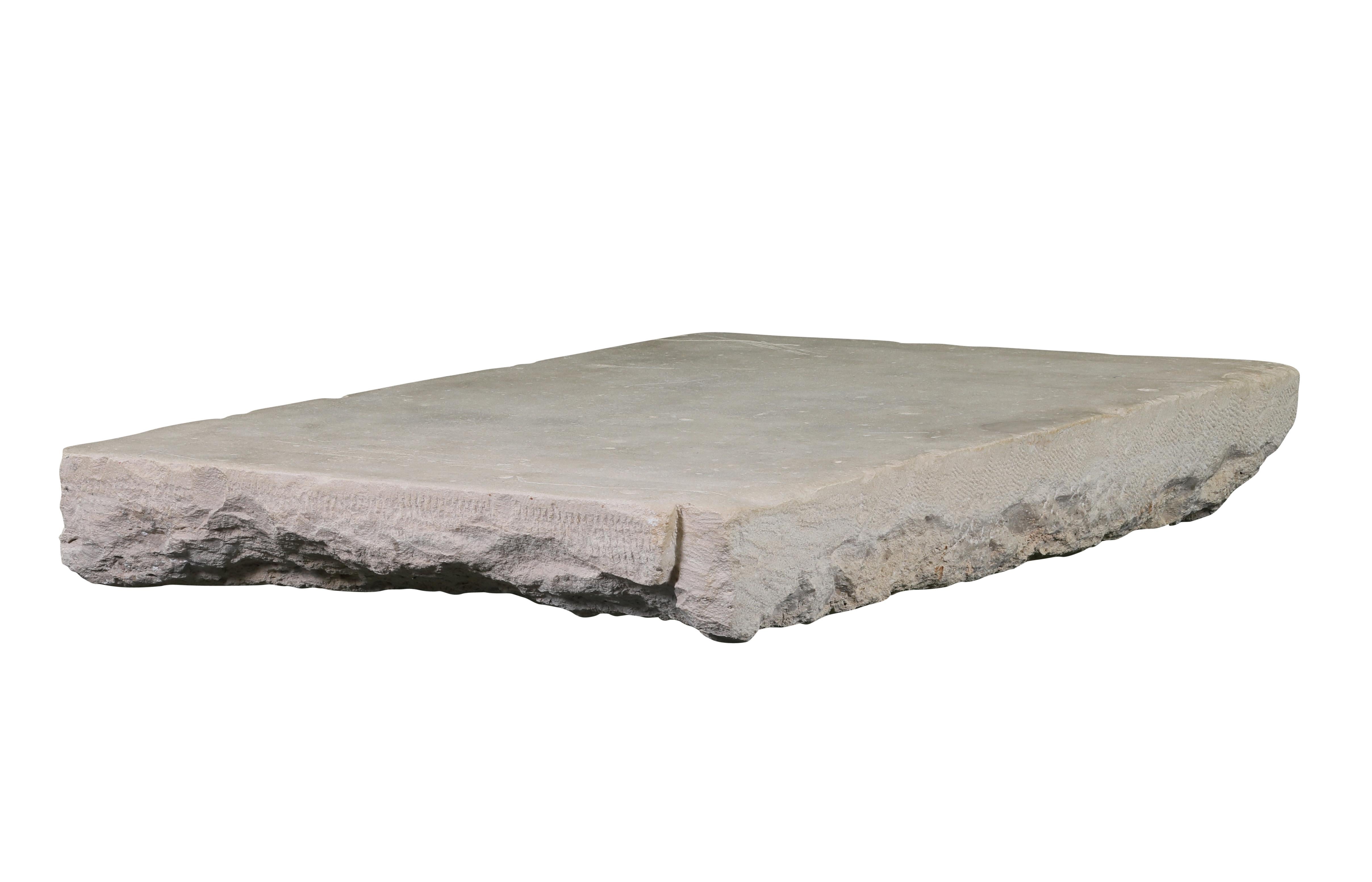 Solid Axel-Vervoordt Style Fireplace Original Reclaimed Base Stone In Limestone In Excellent Condition For Sale In Beervelde, BE