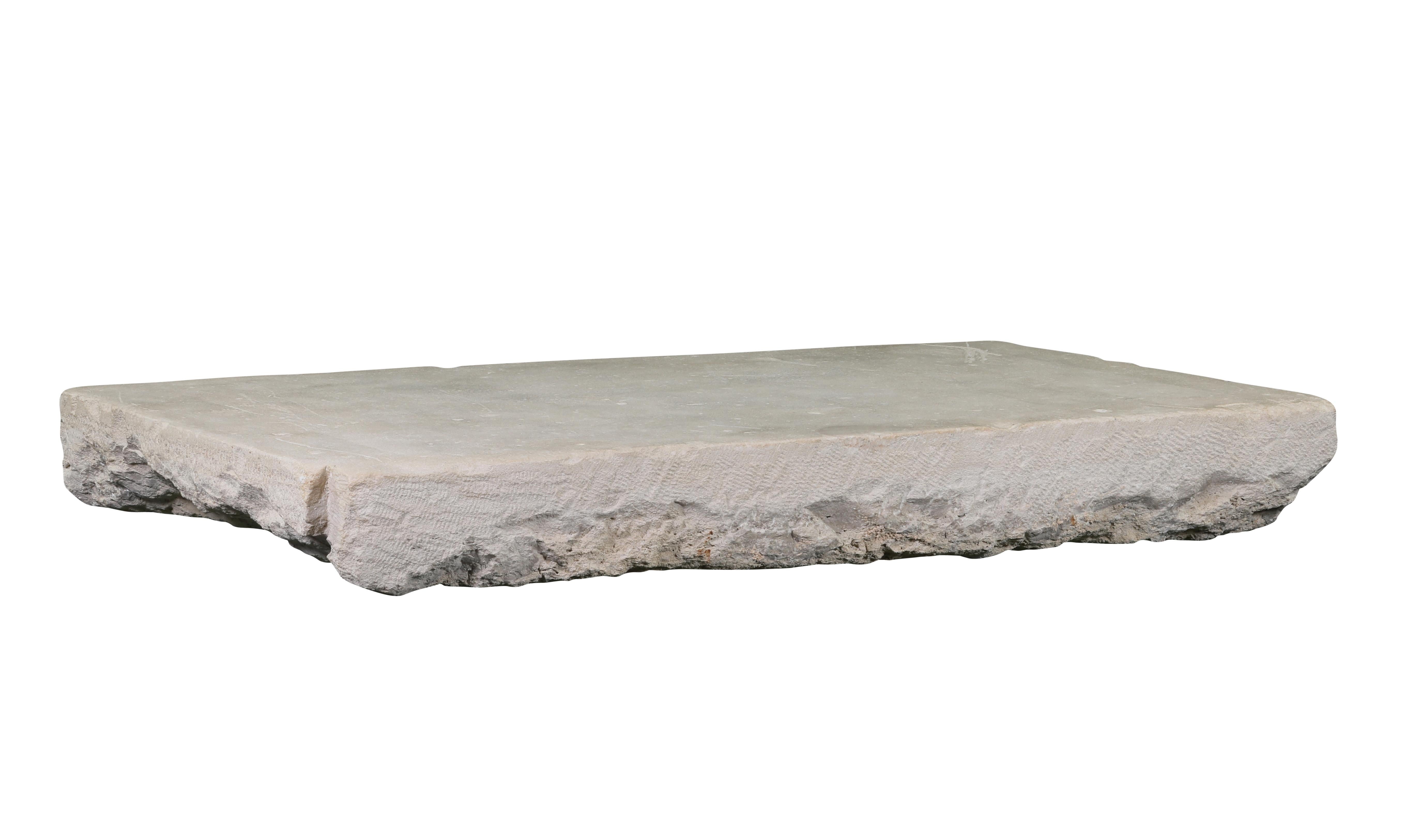 18th Century and Earlier Solid Axel-Vervoordt Style Fireplace Original Reclaimed Base Stone In Limestone For Sale