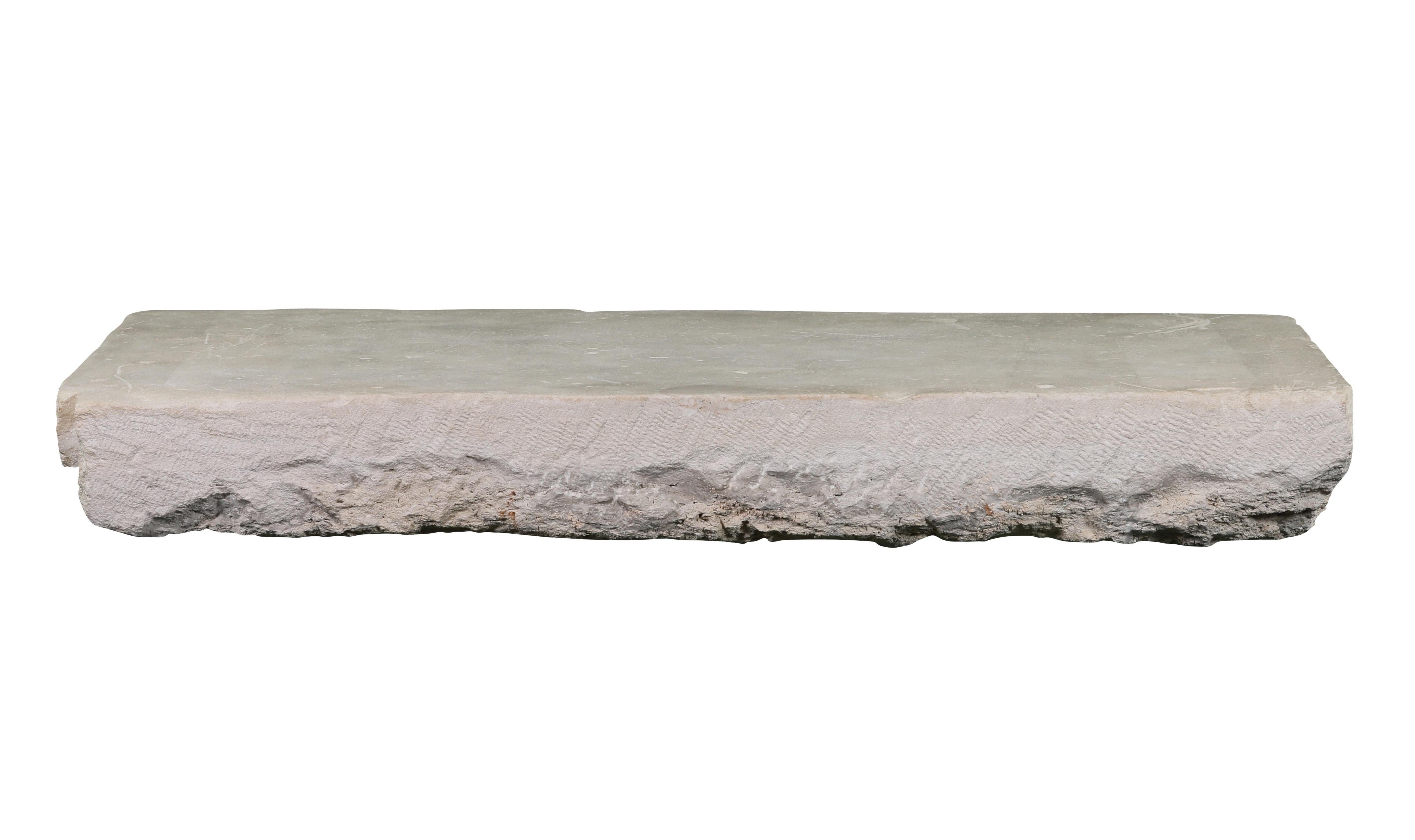 Solid Axel-Vervoordt Style Fireplace Original Reclaimed Base Stone In Limestone For Sale 1