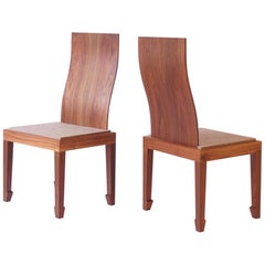 Solid Back Walnut Chinese Dining Chair with Felt Cushion