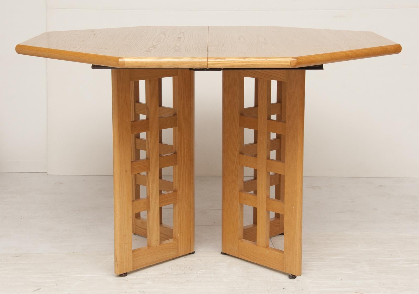 European Solid Beech Extendable Dining Table & 4 Chairs, c.1960 For Sale
