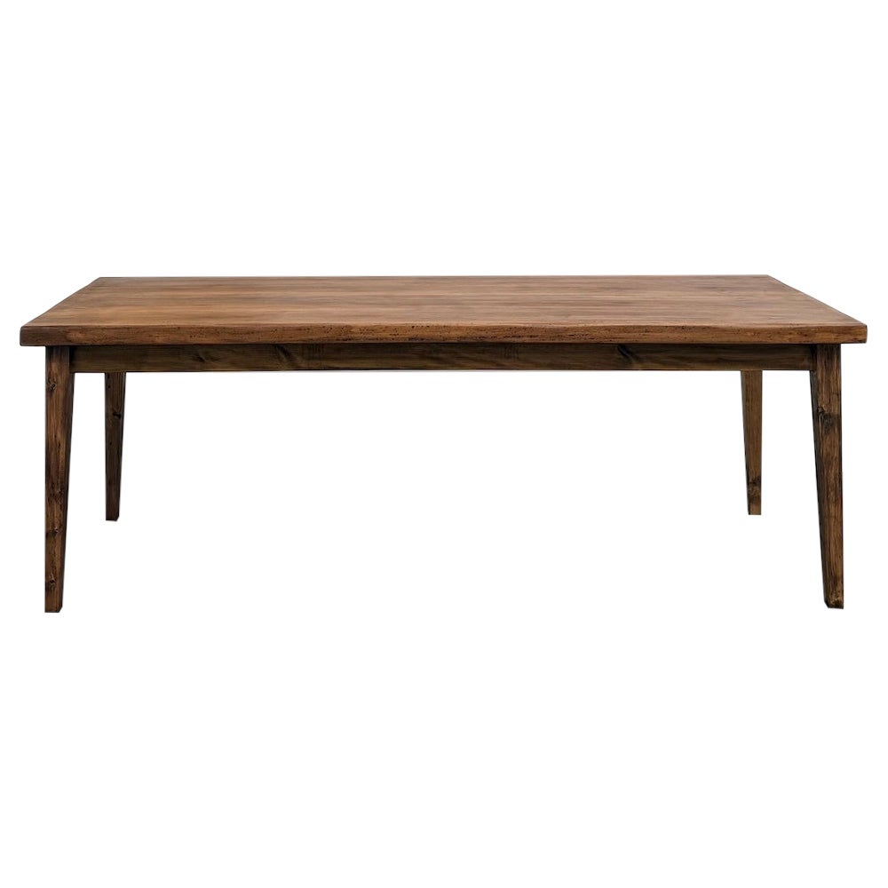 Solid beech farmhouse table, France, 1970s For Sale