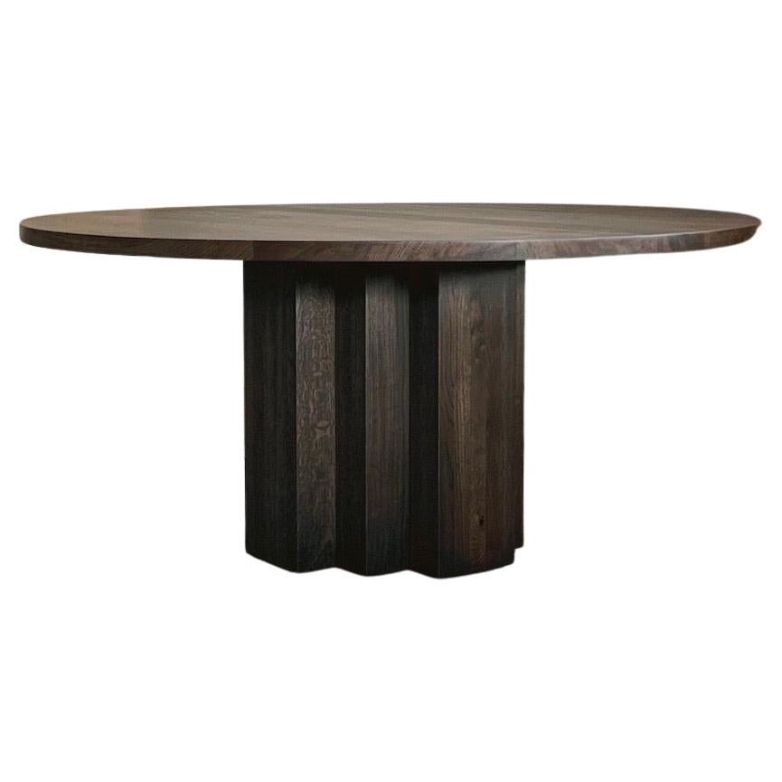 59" Solid Belgian Oak Dining Table in Charcoal For Sale