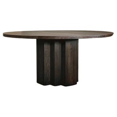Solid Belgian Oak Dining Table in Charcoal