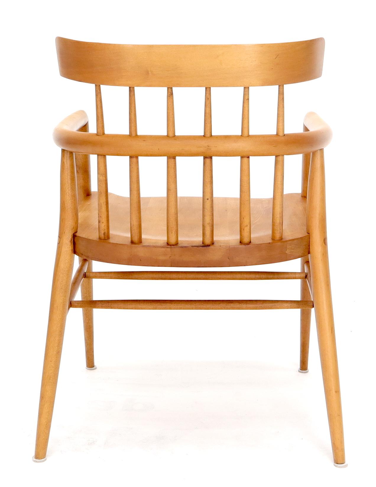 20th Century Solid Birch Barrel Back Bent Wood Spindle Back Armchair Desk Chair For Sale