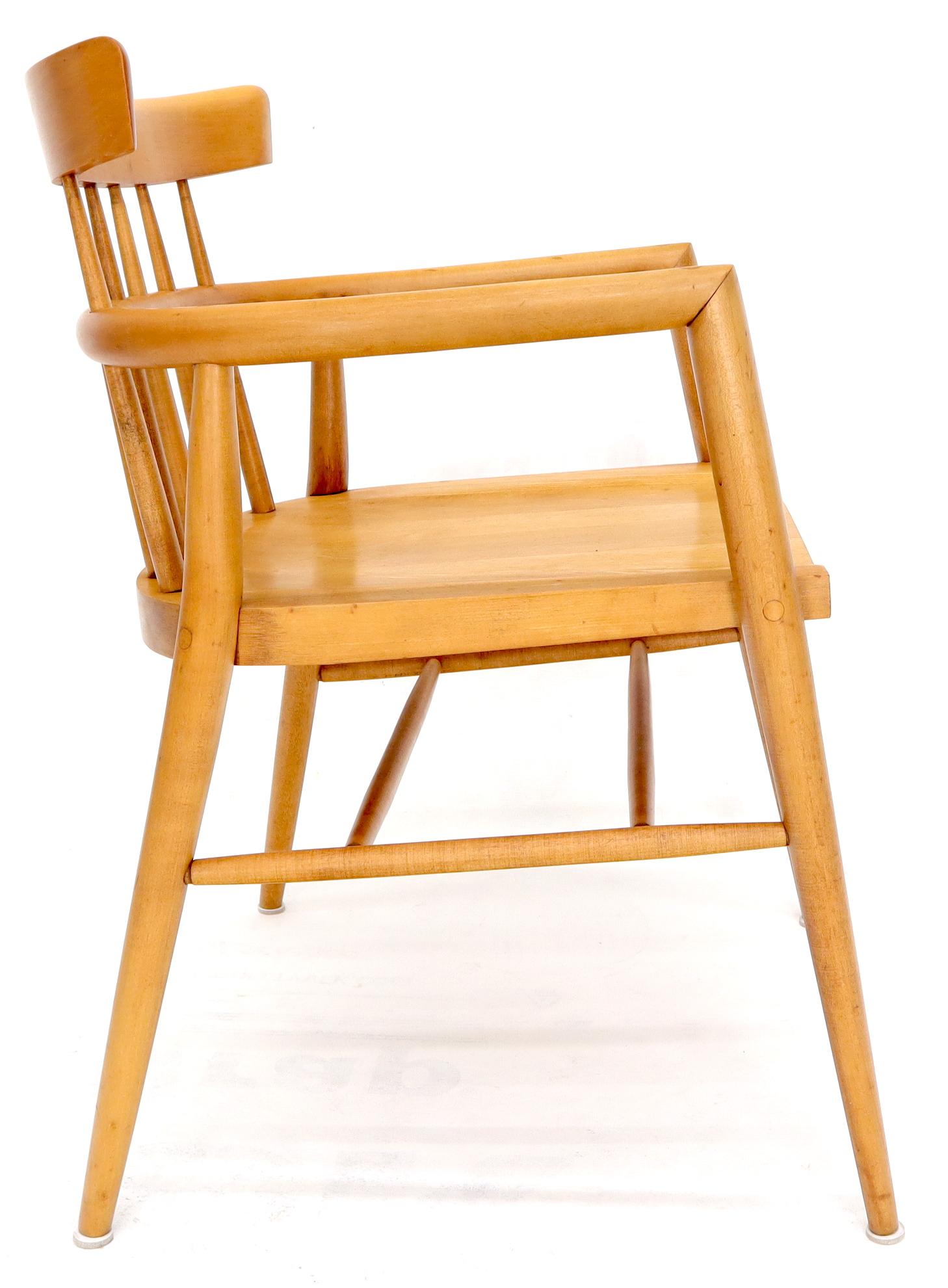 Solid Birch Barrel Back Bent Wood Spindle Back Armchair Desk Chair For Sale 2