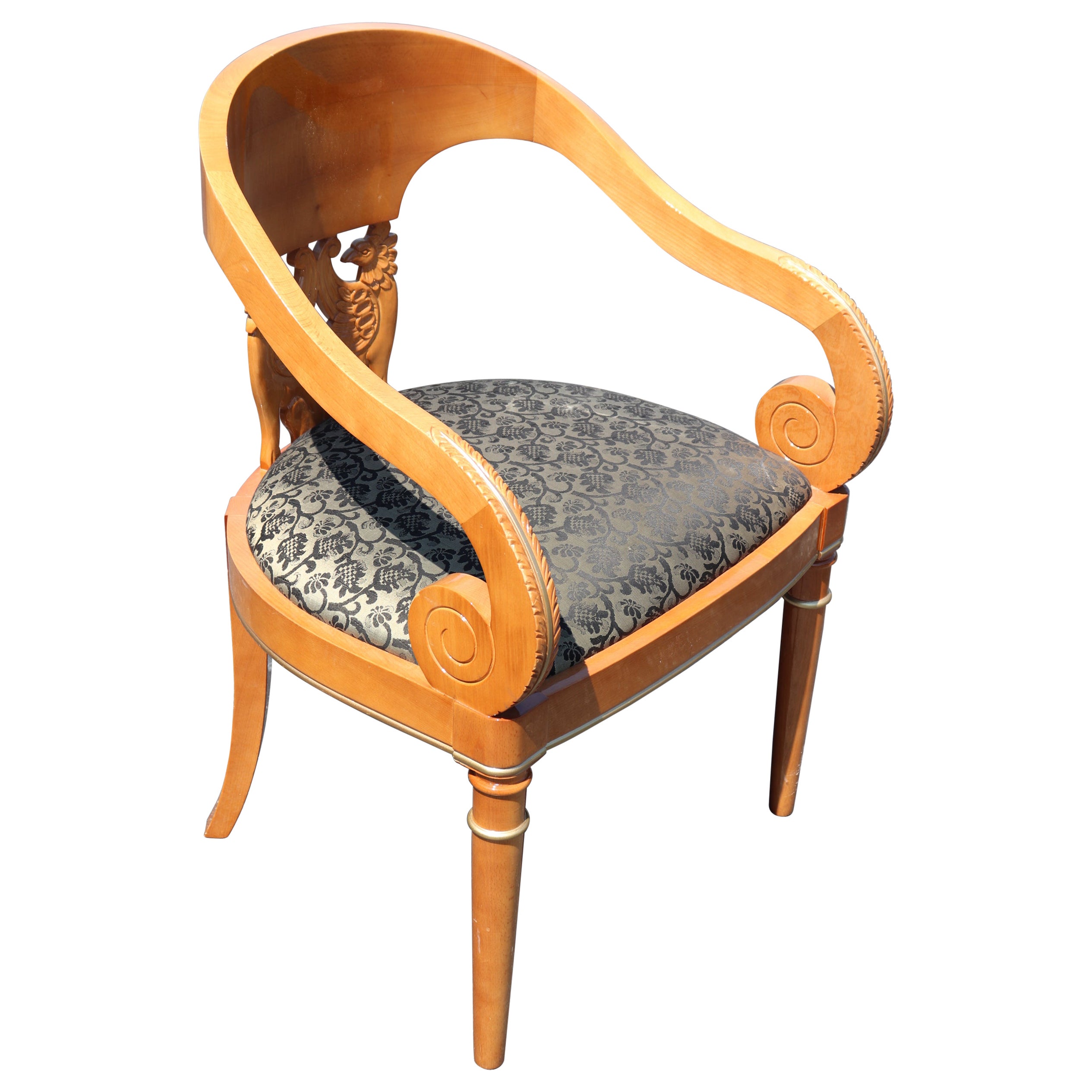 Solid Birch Russian Style Dual Eagle Back Barrel Shaped Armchair