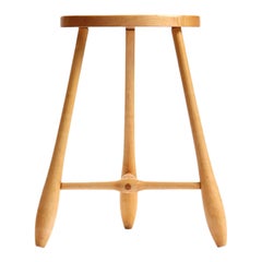 Solid Birch Three Legged Mortised & Tenon Stool for Hale of Vermont
