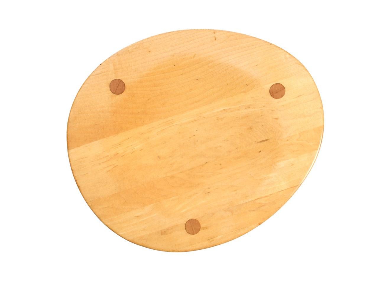 Solid Birch Three Legged Mortised & Tenon Stool for Hale of Vermont In Fair Condition For Sale In Sagaponack, NY