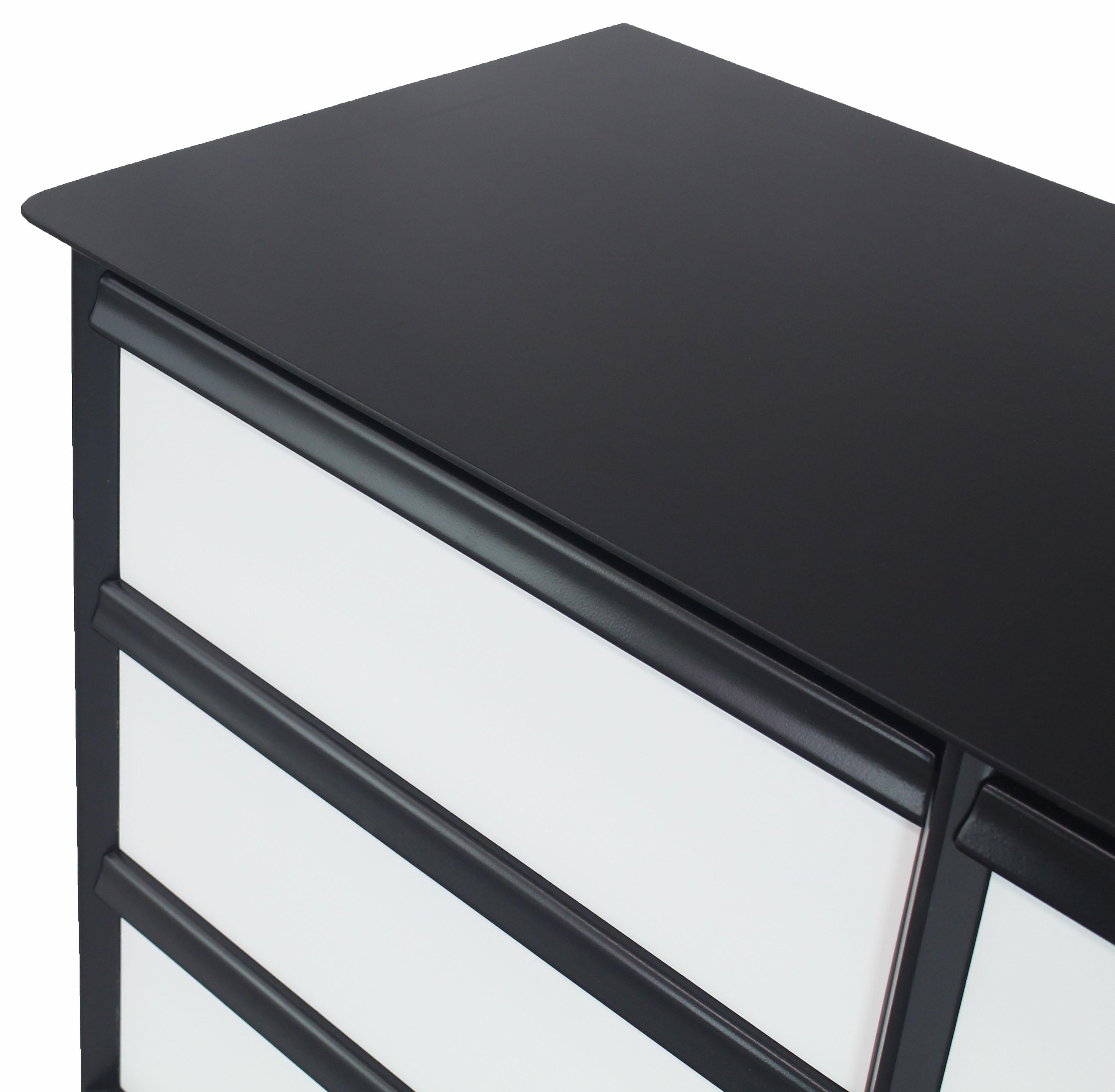 American Solid Birch Two-Tone Black White Lacquer Six-Drawer Dresser Baumritter