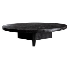 Solid Black Oak Round Coffee Table
