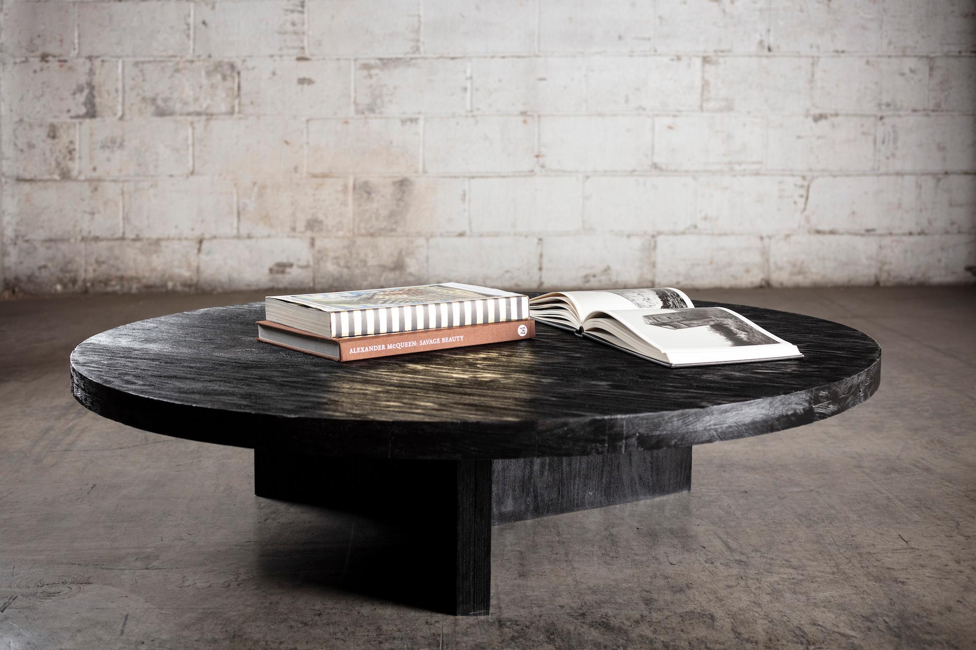 This solid wood coffee table is handcrafted out of oak solid wood that retains its natural character.
