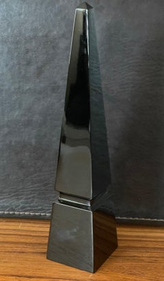 Solid Black Crystal "Luxor" Obelisk by Baccarat