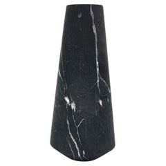 Solid Black Marble Hand Carved Conical Candleholder, Medium, In Stock