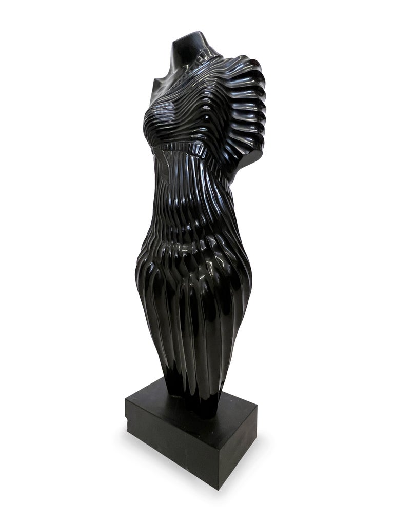 Solid Black Marble Sculpture of a Woman For Sale at 1stDibs