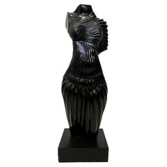 Solid Black Marble Sculpture of a Woman
