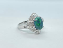 Solid 2ct Black Opal VS Diamond Ballerina Style Cocktail Ring Set in Platinum