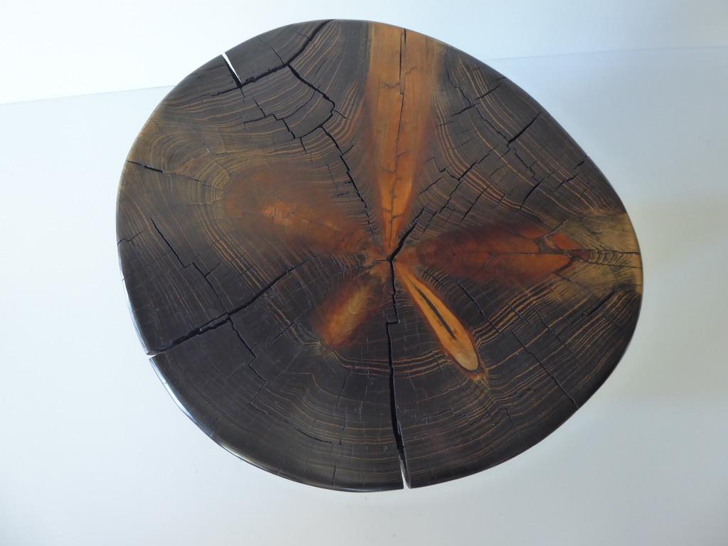 Solid Black Pine Side Table by Contemporary American Artist Daniel Pollock For Sale 1