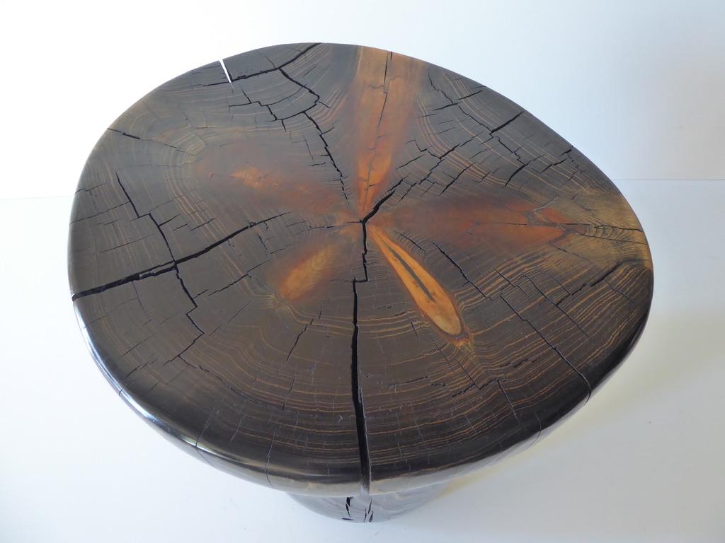Solid Black Pine Side Table by Contemporary American Artist Daniel Pollock For Sale 2