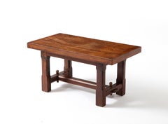 Solid Black Walnut Coffee Table, France 1950s
