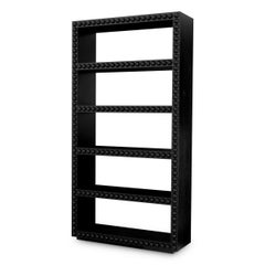 Solid Black Wood Cabinet with Carved Details
