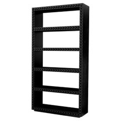 Solid Black Wood Cabinet with Carved Details