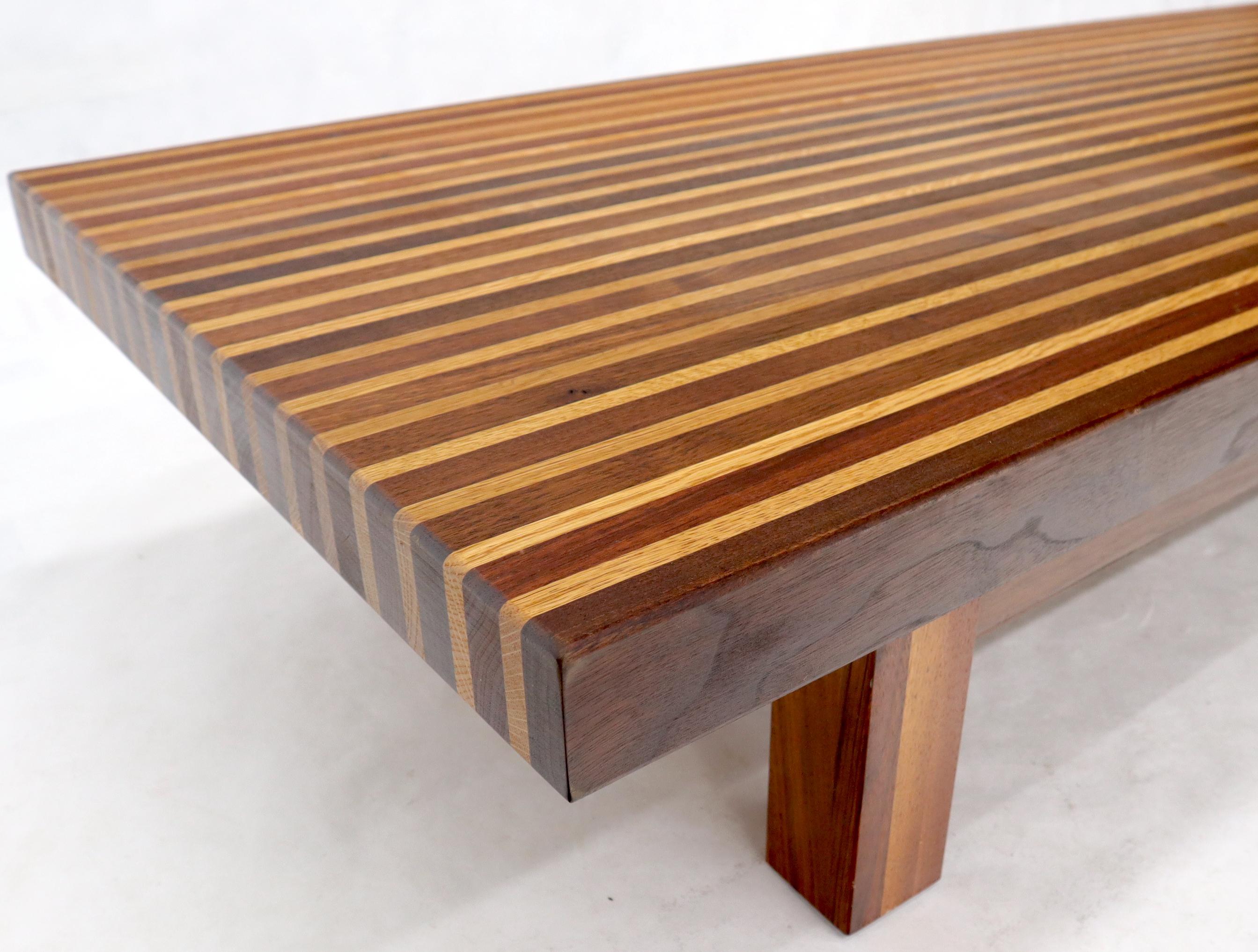 Oiled Solid Block Walnut and Oak Rectangular Low Coffee Table