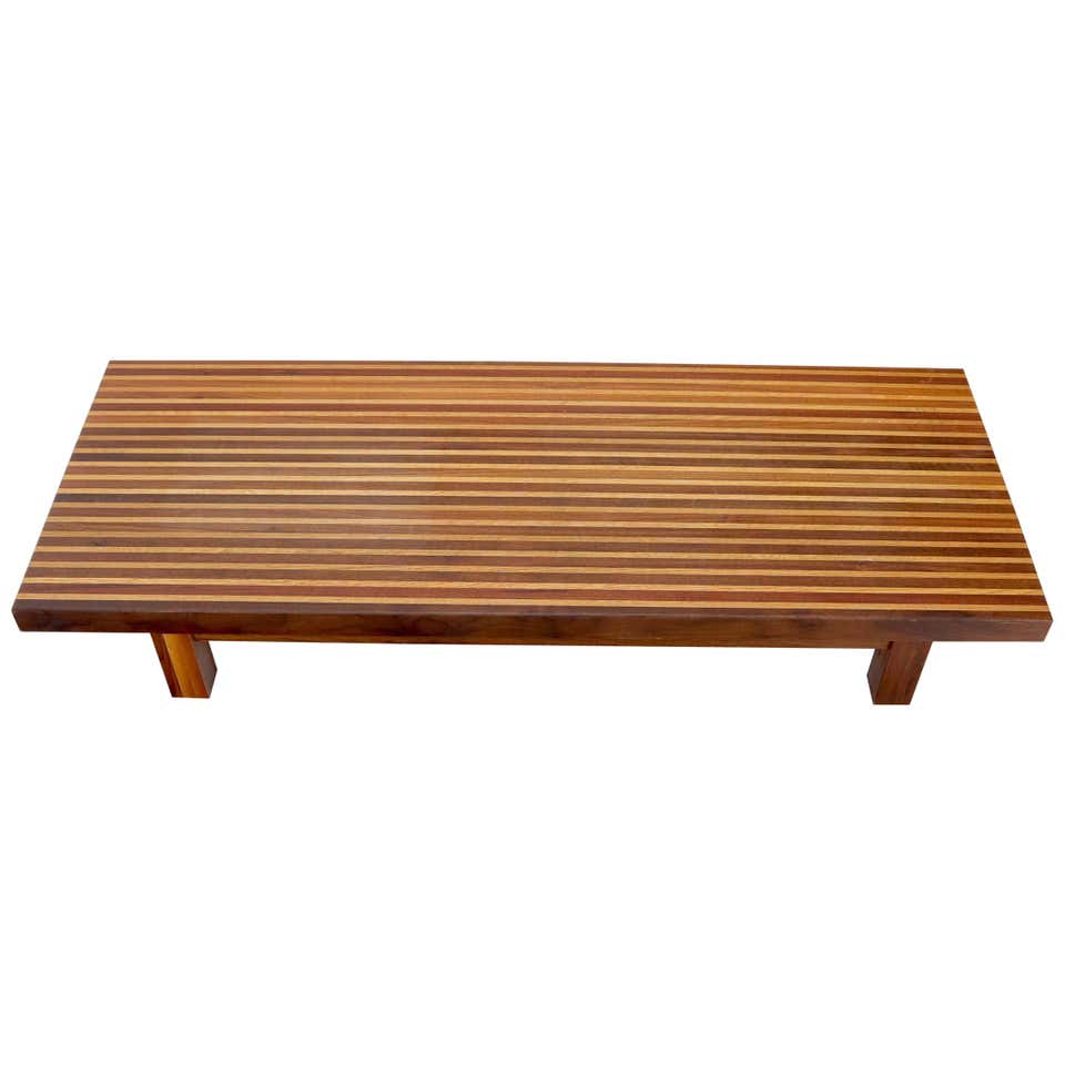 Solid Block Walnut and Oak Rectangular Low Coffee Table at 1stDibs ...