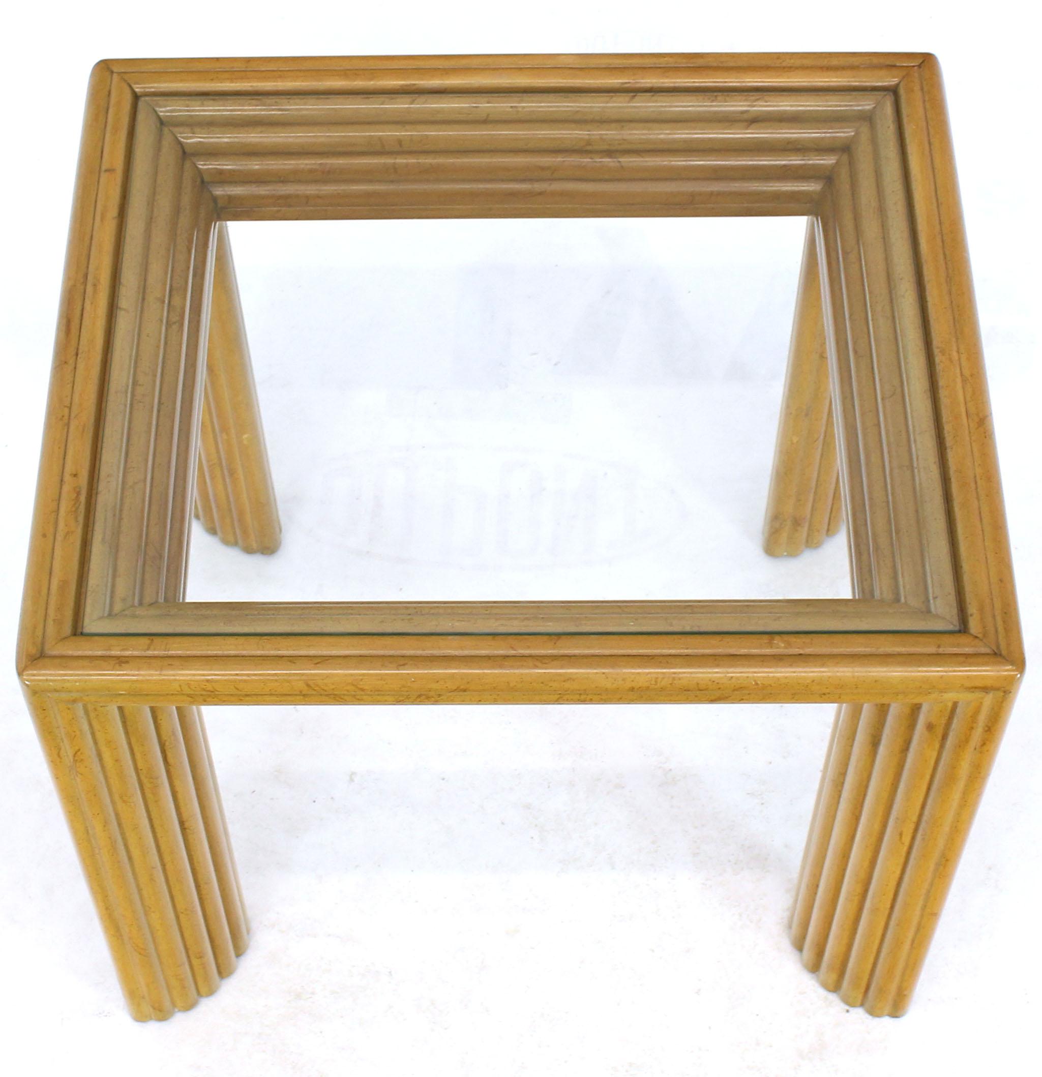 Lacquered Solid Blond Birch Rectangular Occasional Side Table Stand For Sale