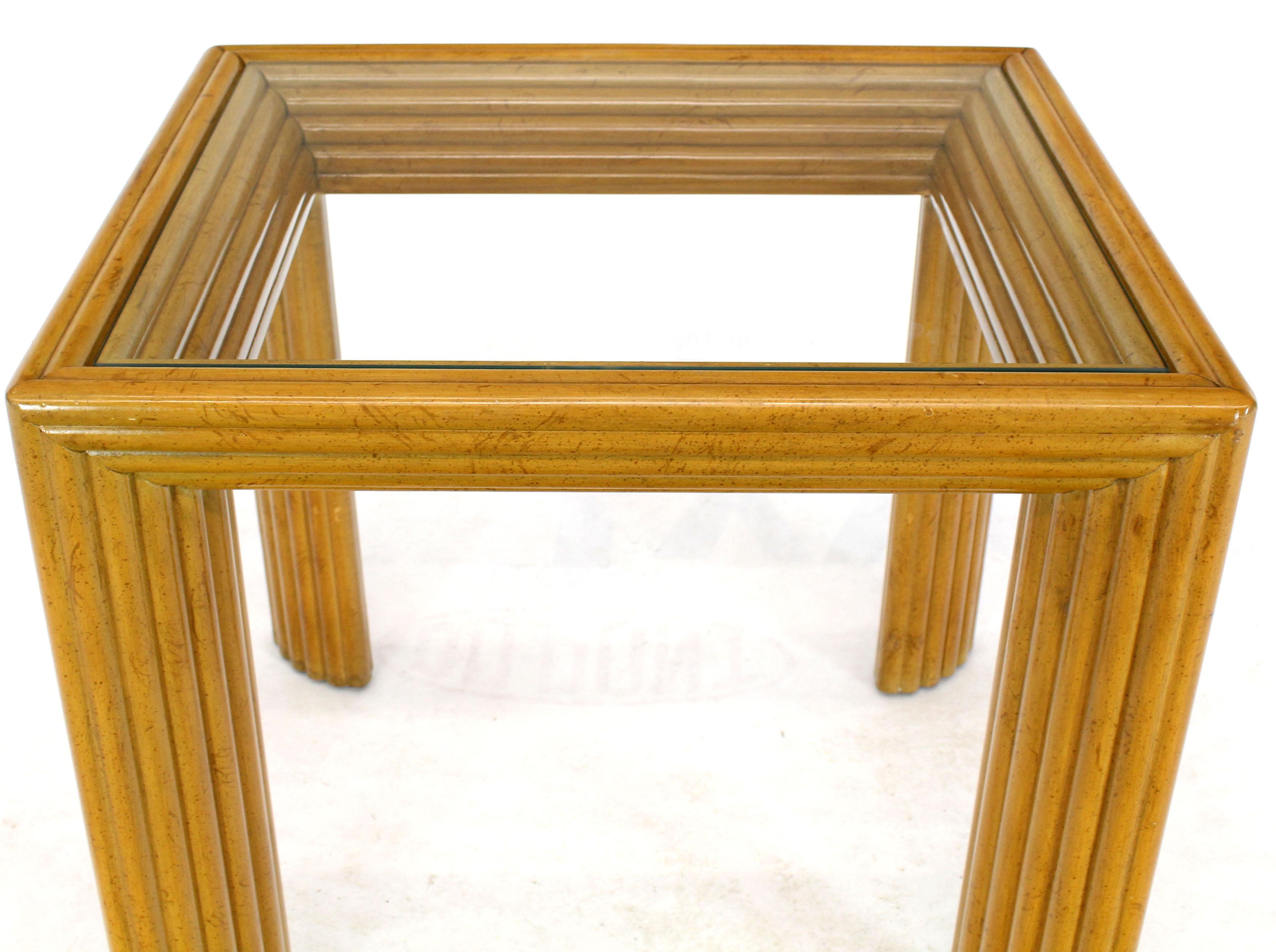 Glass Solid Blond Birch Rectangular Occasional Side Table Stand For Sale