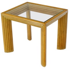 Vintage Solid Blond Birch Rectangular Occasional Side Table Stand