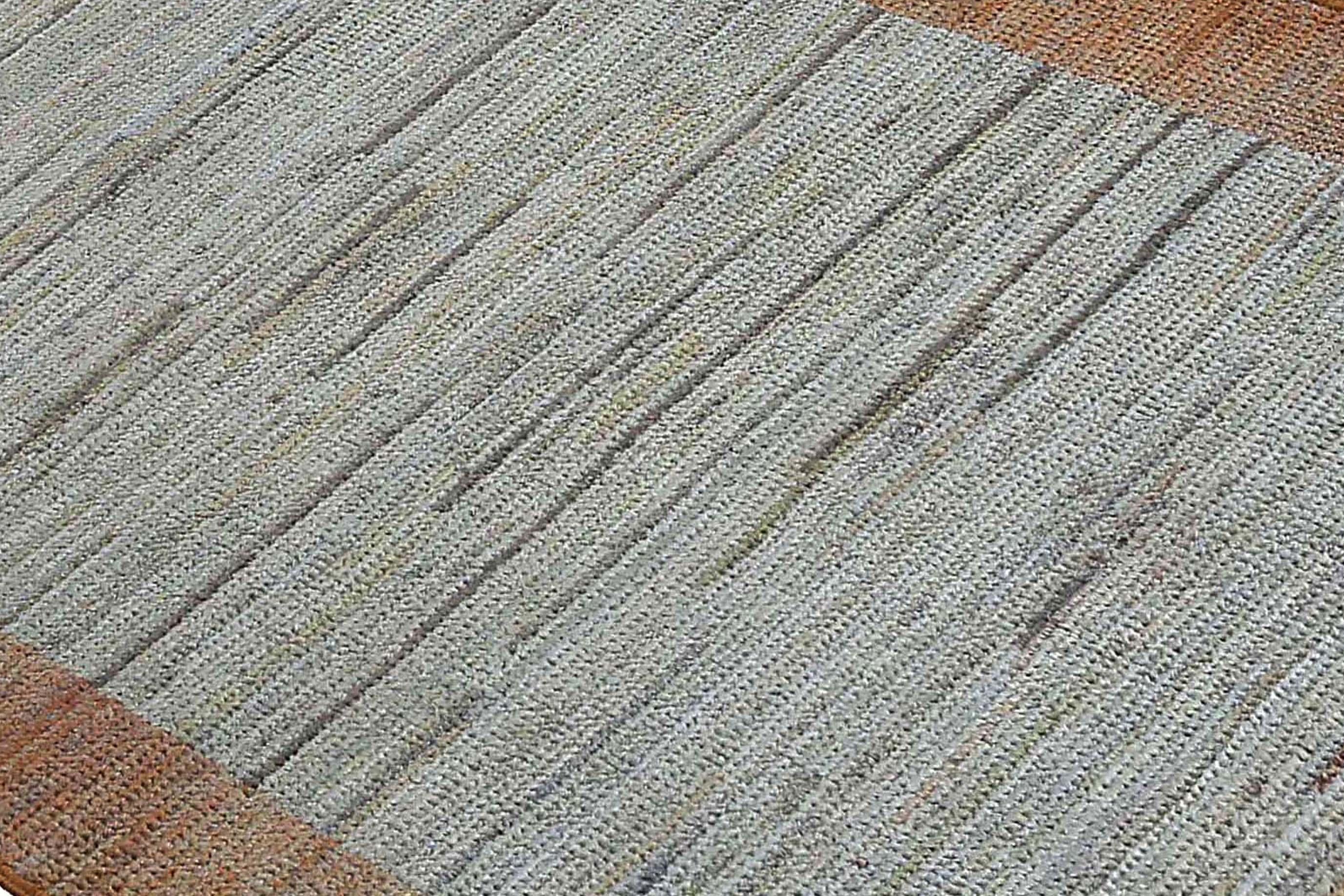 Solid Blue and Brown Turkish Runner For Sale 4