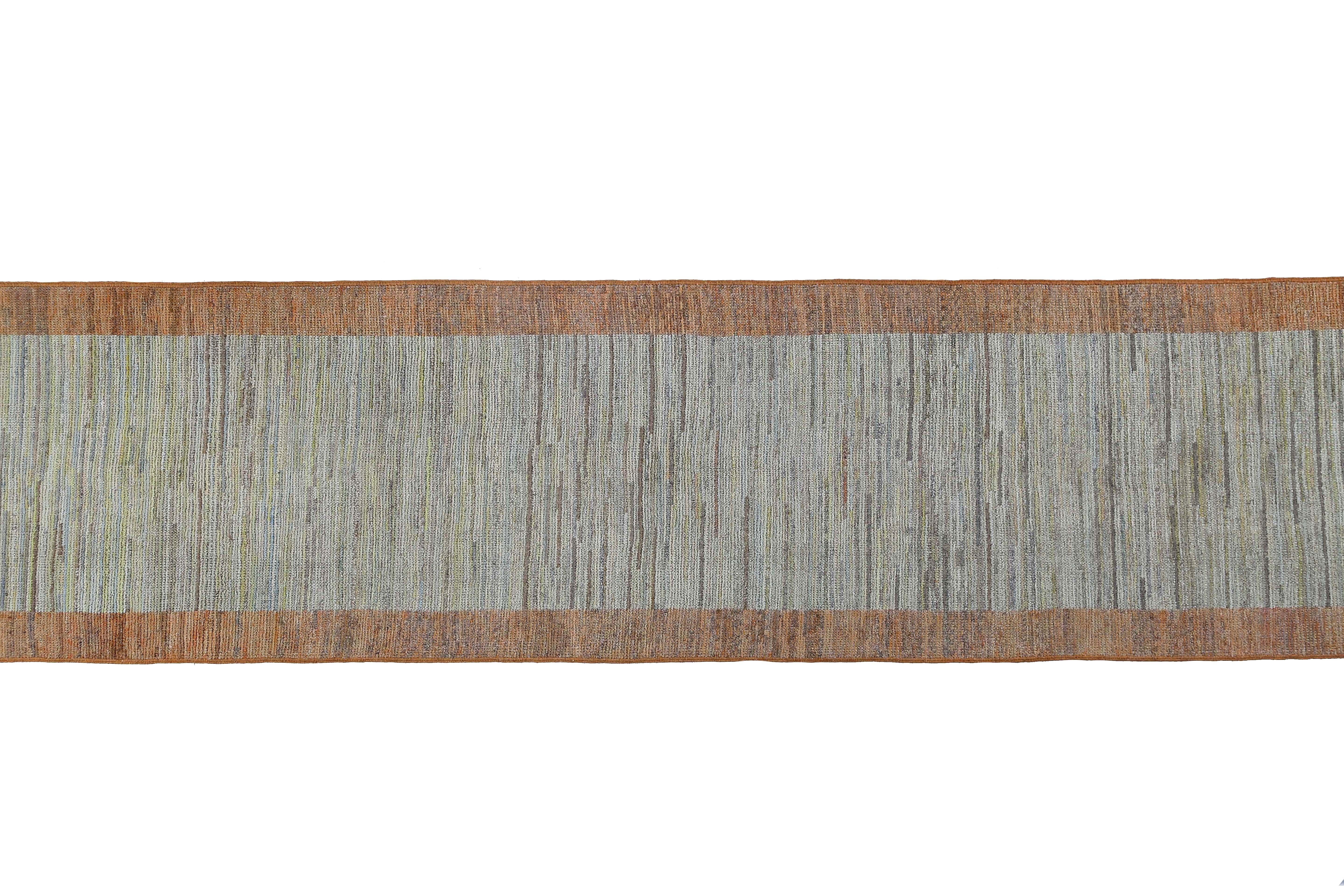 Afghanistan Oushak Runner Rug Circa 1990 - Wool Ivory Orange Design - 95506 For Sale 2