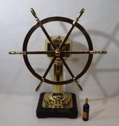 Solid Bras Ships Wheel on Pedestal