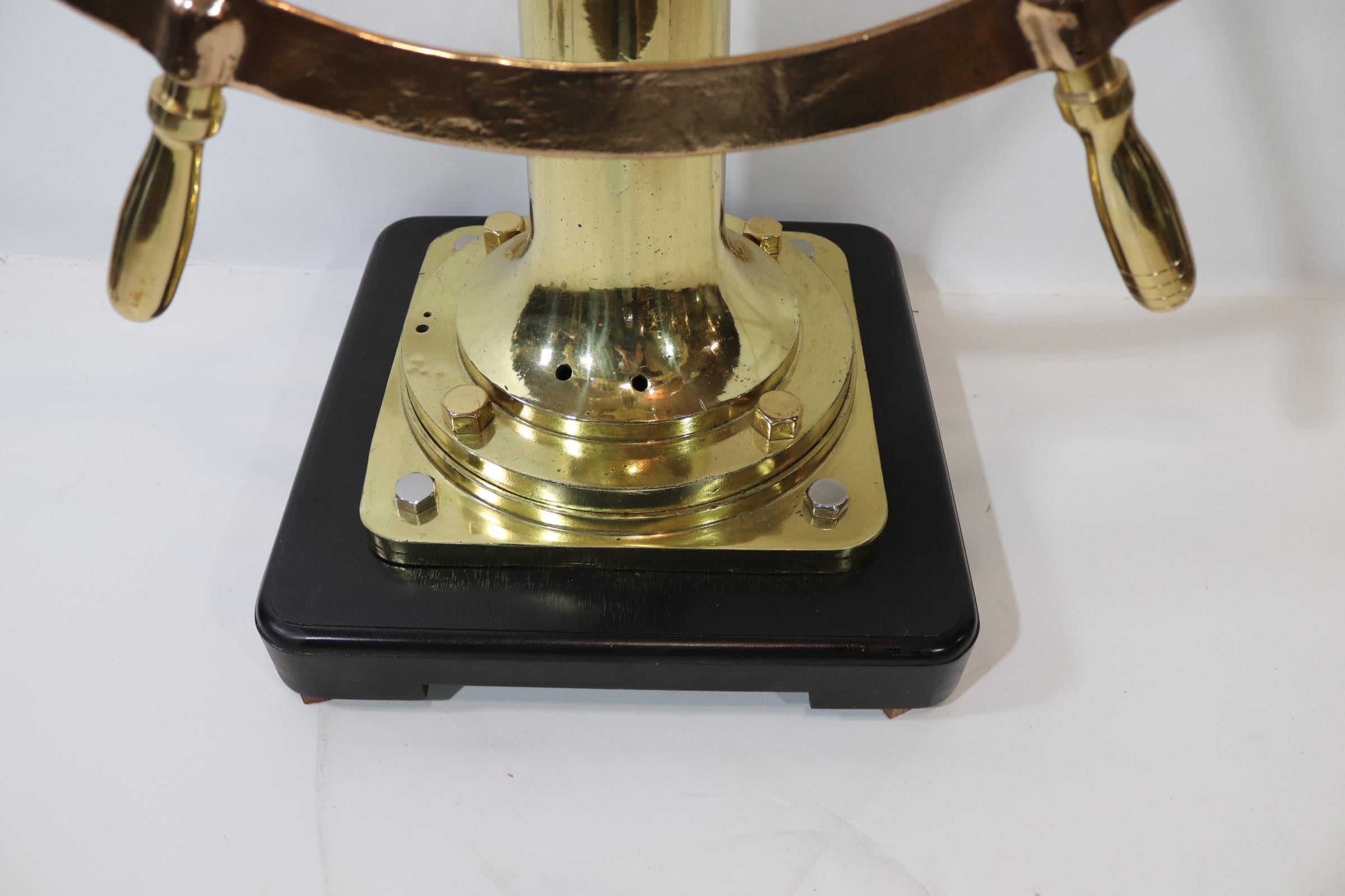 Solid Bras Ships Wheel on Pedestal 1