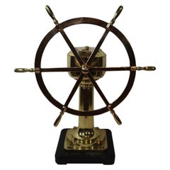 Solid Bras Ships Wheel on Pedestal