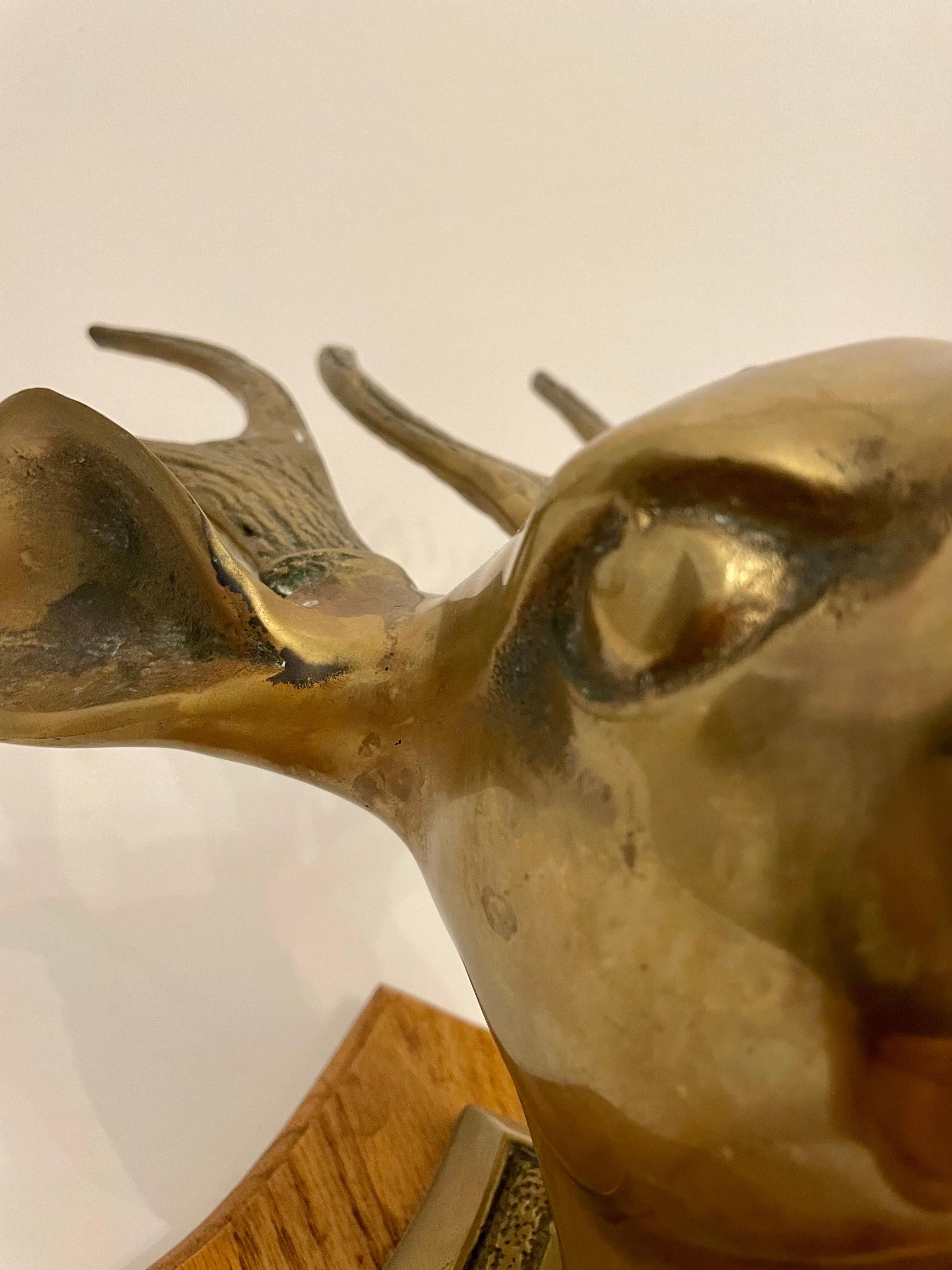 Solid Brass Ten Point Vegan Taxidermy Deer Mount 7