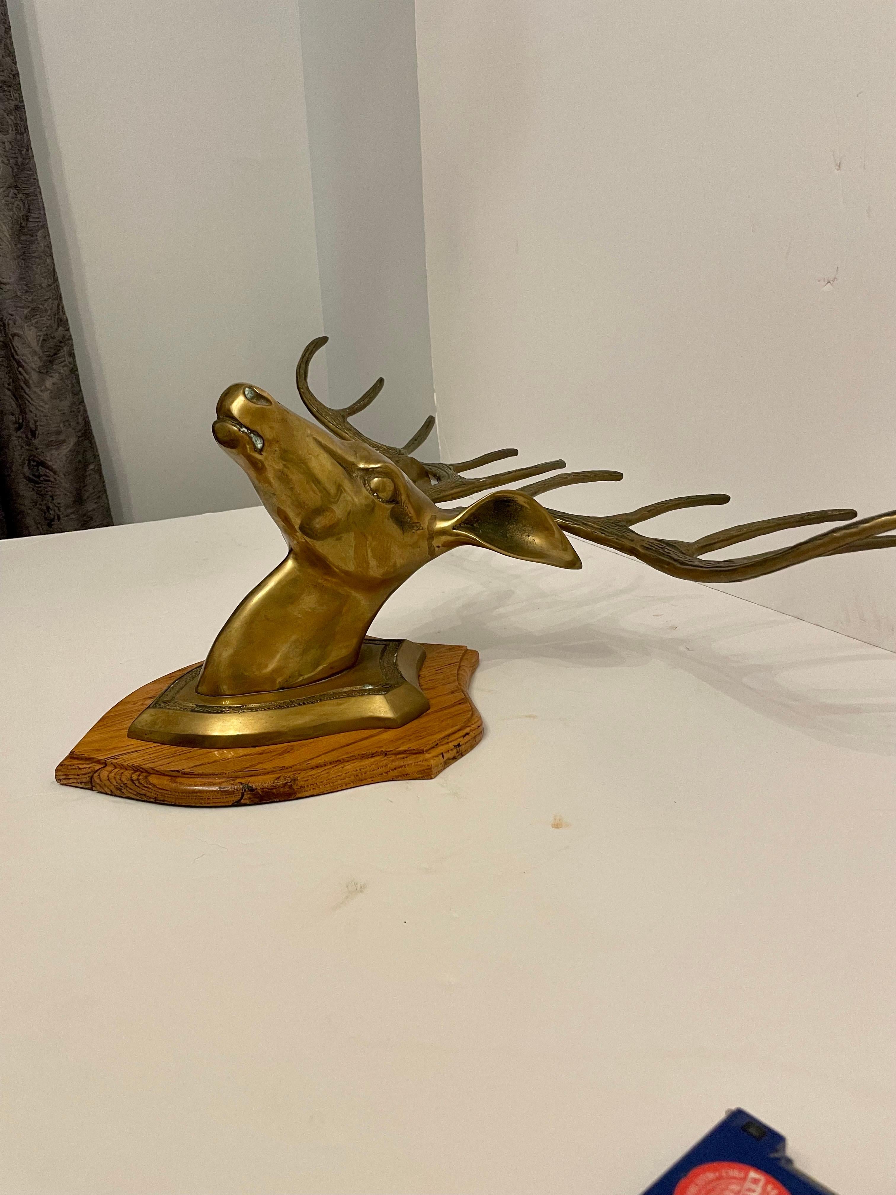 Solid Brass Ten Point Vegan Taxidermy Deer Mount 9
