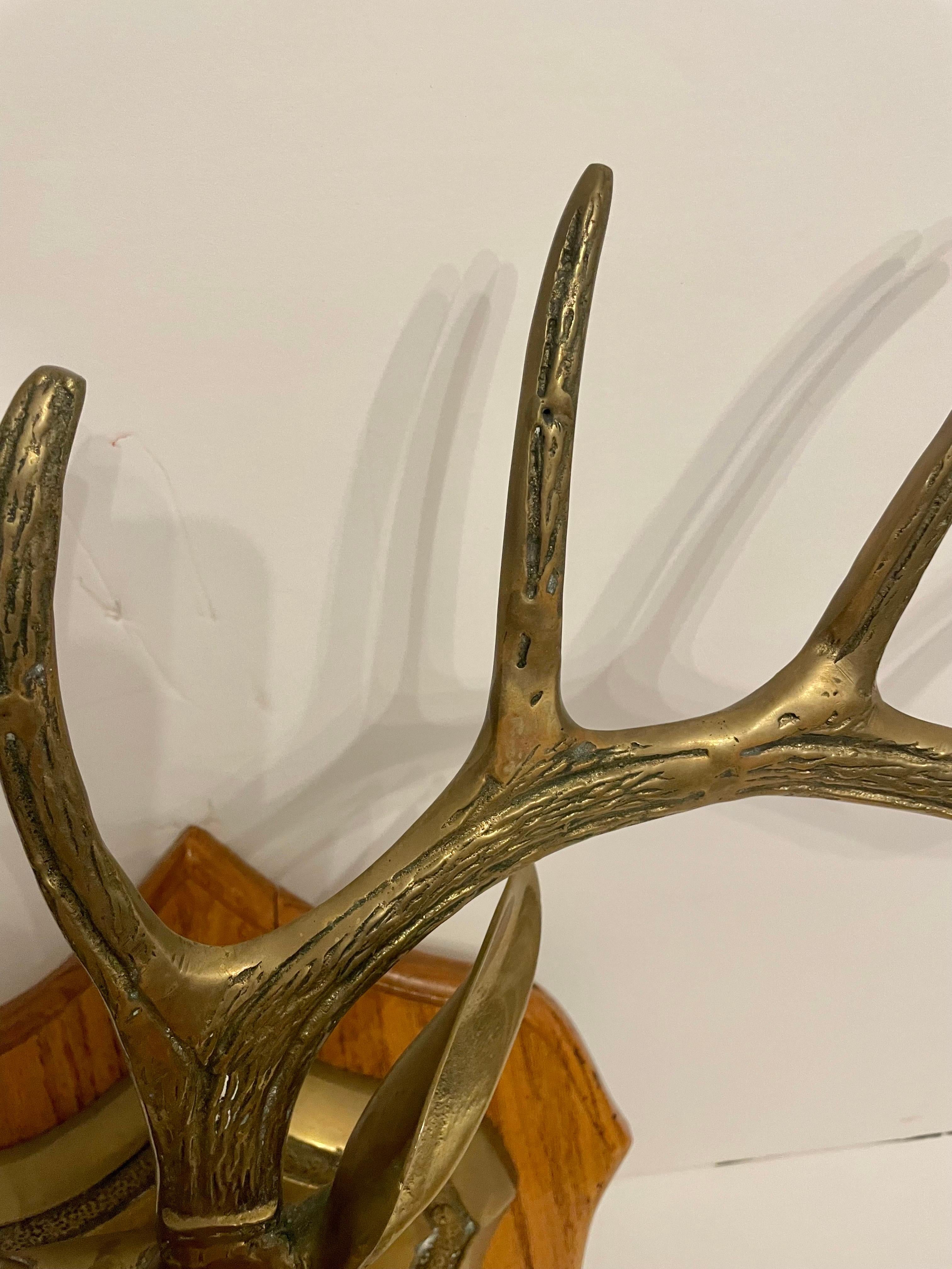 Solid Brass Ten Point Vegan Taxidermy Deer Mount In Good Condition In New York, NY
